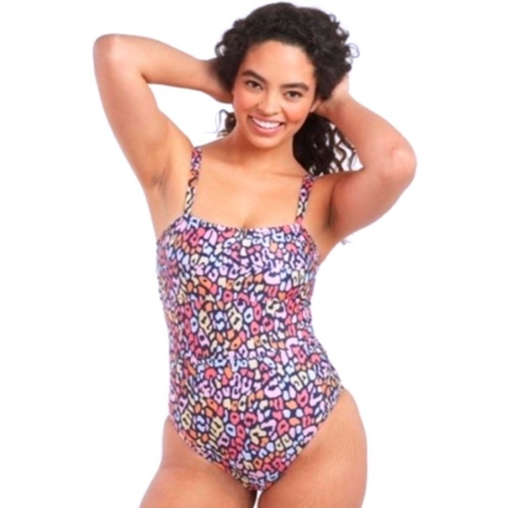 SUMMERSALT Oasis Colorful Leopard Print One Piece Swimsuit Size 8